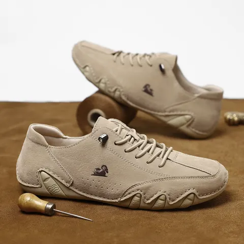 Zapatos Casuales de Corte Bajo de Piel de Cerdo para Hombre Suela de Pulpo Ondulada Transpirables Resistentes al Desgaste Zapatos Martin Moda Aire Libre