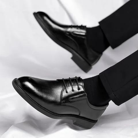 Herren Business Formelle Leder Derby Schuhe Wasserdicht Höhenerhöhung Anzugschuhe Hochzeit Bräutigam Schuhe