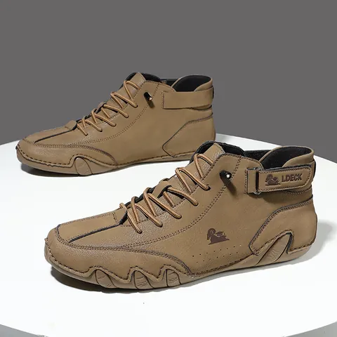 LDECK Botas Martin High Top para Hombre Casual Aire Libre Antideslizante Suola de Pulpo Cuero de Microfibra Transpirables
