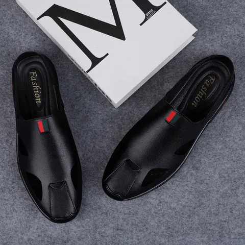 Sandali Casual in Gomma da Uomo Traforati Punta Chiusa Scarpe da Spiaggia Sportive Antiscivolo Moda Estiva Zoccoli Leggeri