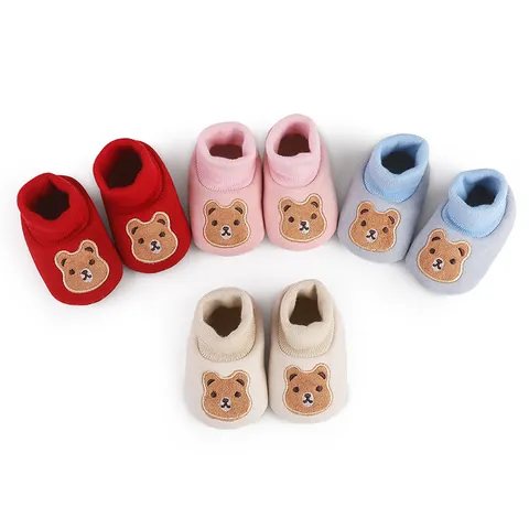 Baby Winter Warm Soft Sole Prewalker Shoes Cartoon Bear Embroidery Infant First Walker Floor Sock Shoes For Boys Girls