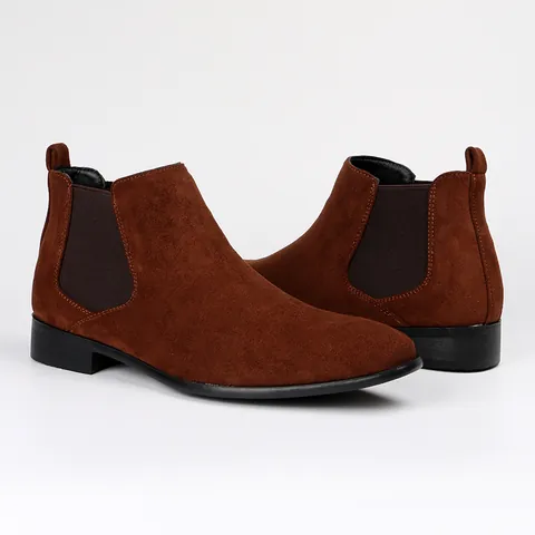 Men's Chelsea Boots Fashion Small Square Toe Slip On Ankle Boots Artificial PU Leather Casual Versatile Men's Shoes