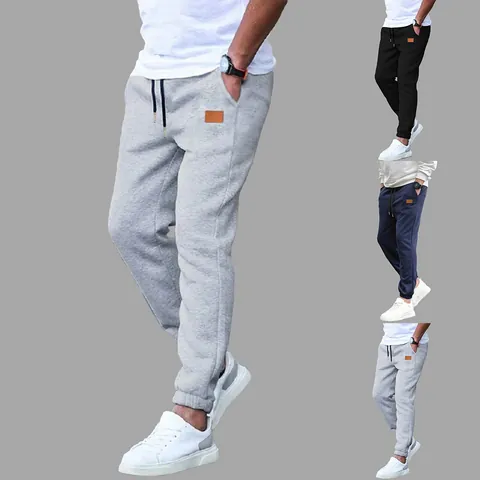 Men's Casual Cargo Jogger Pants Solid Color Patchwork Loose Straight Trousers Drawstring Elastic Waist Autumn Sweatpants