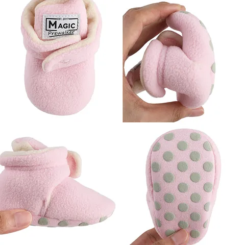 Infant Winter Plush Warm Shoes Cotton Fleece Anti Slip Walker Shoes For Newborn Boys Girls Soft Sole Comfortable Booties