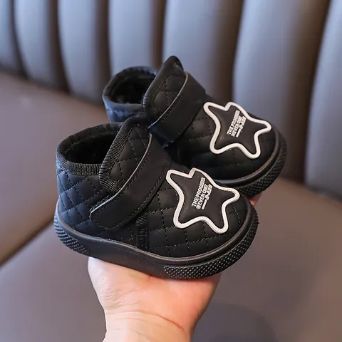 Kleinkind Baby Winter Schneestiefel Wasserdicht Kunstleder Lammfell-Imitat Fleece-Gefüttert Warm Rutschfest Stern Muster Schuhe