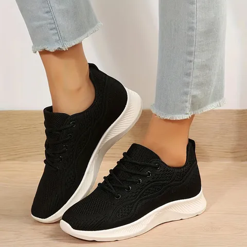 Γυναικεία Casual Αθλητικά Παπούτσια Flying Knit Αναπνεύσιμα Παπούτσια Χορού με Μαλακή Σόλα Ελαφριά Παπούτσια Πλατφόρμας για Καθημερινή Χρήση