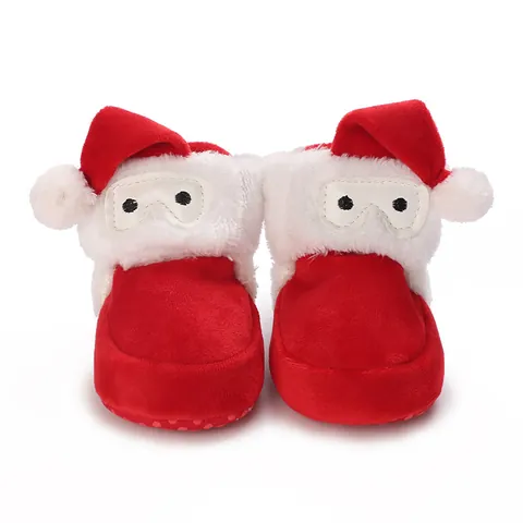 Baby Weihnachten Weihnachtsmann Winter Warm Plüsch Schuhe Weiche Sohle Rutschfest Kleinkinder Lauflernschuhe Für 0-1 Jahr Jungen Mädchen