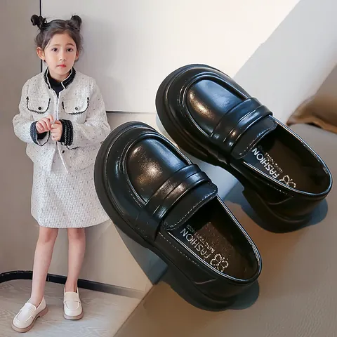 Kinder Britischer Stil Loafers Slipper Weiche Sohle PU Leder Schuhe Für Jungen Und Mädchen Casual Schule Dress Schuhe