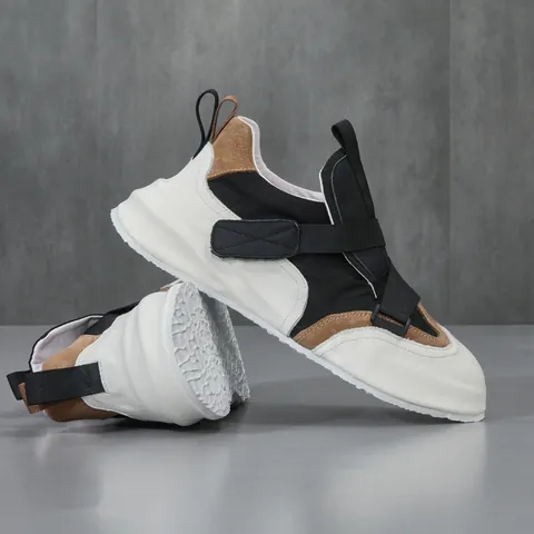 Men Cowhide Fashion Sneakers Breathable Height Increasing Chunky Casual Shoes Hook And Loop Low Top Sporty Trainers