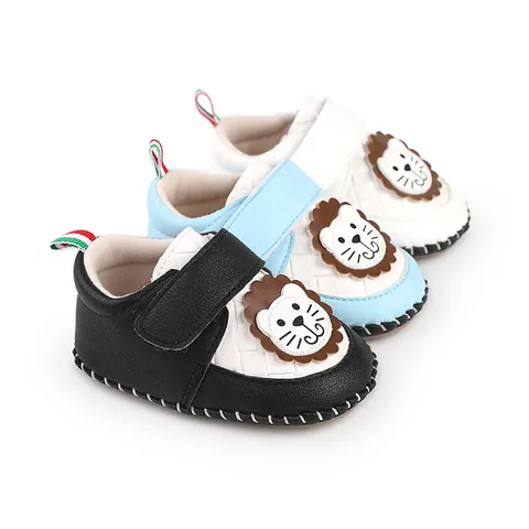 Infant Baby First Walkers Pre-walker Shoes Cartoon Lion Synthetic Leather Soft Sole Non-slip For Boys Girls Daily Wear