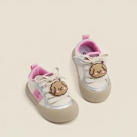 Cartoon Bear Dog Baby Walking Shoes Microfiber Leather Soft Sole Toddler Sneakers Breathable Casual Board Shoes For Boys Girls
