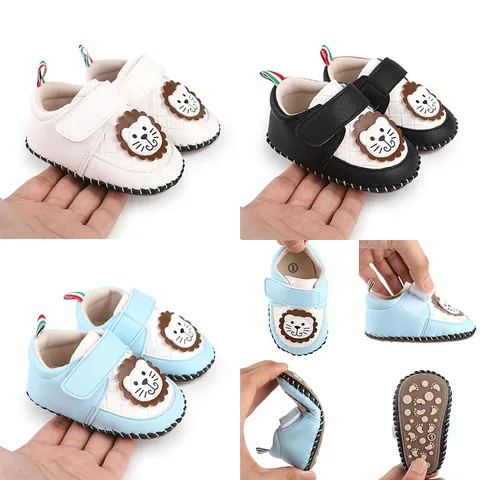 Infant Baby First Walkers Pre-walker Shoes Cartoon Lion Synthetic Leather Soft Sole Non-slip For Boys Girls Daily Wear