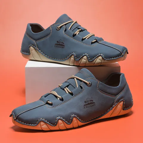 Herren Freizeitschuhe Kunstleder八爪鱼 Rutschfeste Gummisohle Schnürschuhe Runde Zehen Bequeme Outdoor Sneakers