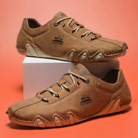 Herren Freizeitschuhe Kunstleder八爪鱼 Rutschfeste Gummisohle Schnürschuhe Runde Zehen Bequeme Outdoor Sneakers