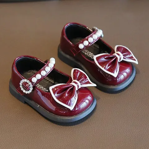 Chaussures de Princesse Mary Jane pour Petites Filles Avec Nœud Papillon Perle Artificielle Strass Semelle Souple Antidérapante pour Fête d'Anniversaire