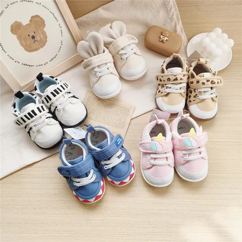 Cartoon Tier Kleinkind Lauflernschuhe Weiche Sohle Atmungsaktive Baumwoll Canvas Klettverschluss Baby Sneakers Für Jungen Mädchen