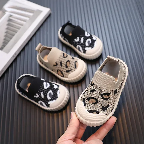 Παιδικά Αθλητικά Παπούτσια Fly Knit για Αγόρια Κορίτσια 1-5 Ετών Λεοπάρ Μαλακή Σόλα Αντιολισθητικά Casual Παπούτσια