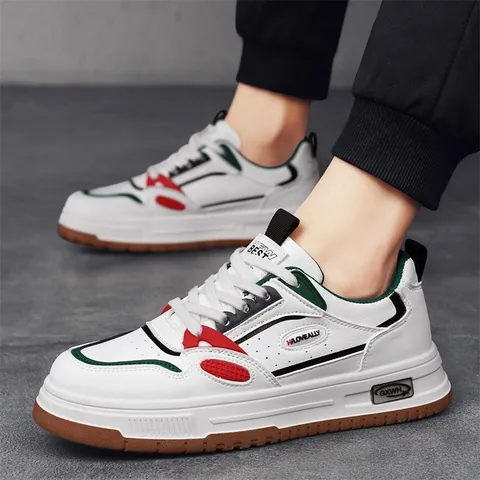 2024 New Men Casual Skate Shoes Hong Kong Style Hip Hop Platform Sneakers White Black Breathable Height Increasing Streetwear Board Shoes