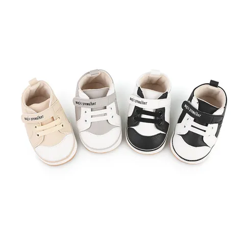 Infant Baby First Walker Shoes Synthetic PU Leather Soft Sole Anti-Slip Casual Sneakers For Toddler Boys Girls Hook and Loop Close