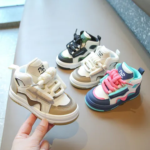 Zapatillas de Deporte de Caña Alta para Niños Niñas Moda Bloque de Color Transpirable Antideslizante Zapatillas Chunky Calzado Casual para Estudiantes