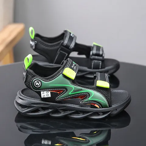 2024 Summer New Boys Sandals Lightweight Soft Sole Beach Shoes Kids Open Toe Casual Outdoor Shoes PVC Anti-slip Sport Sandals