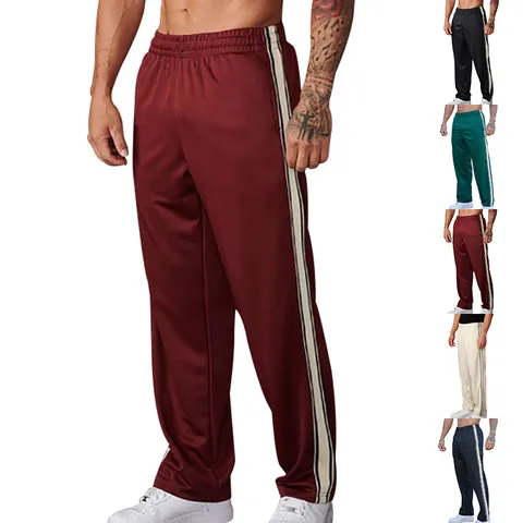 Men's American Retro Loose Sport Pants Contrast Side Stripe Patchwork Straight Sweatpants For Autumn Casual Joggers