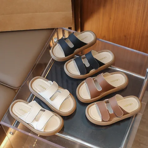 Kids Casual Beach Sandals Summer Boys Girls Open Toe Soft Sole Slides Non-Slip EVA Outdoor Indoor Students Slippers