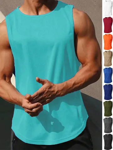 Ανδρικό Αναπνεύσιμο Δίχτυ Fitness Tank Top Στενή Γραμμή Αθλητική Πλάτη Χωρίς Μανίκια Πολυεστέρας Προπόνηση Γυμναστήριο Γιλέκο