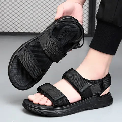 Sandales de Sport Décontractées pour Hommes Extérieur Mesh Respirant Chaussures de Plage Antidérapantes Sandales à Semelle Souple avec Sangles Réglables