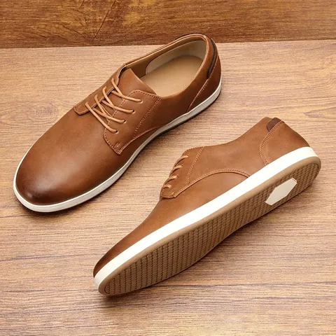 Men Casual Microfiber Leather Board Shoes Large Size 39-50 Comfortable Lace-up Flat Sneakers Retro Breathable Outdoor Walking Shoes