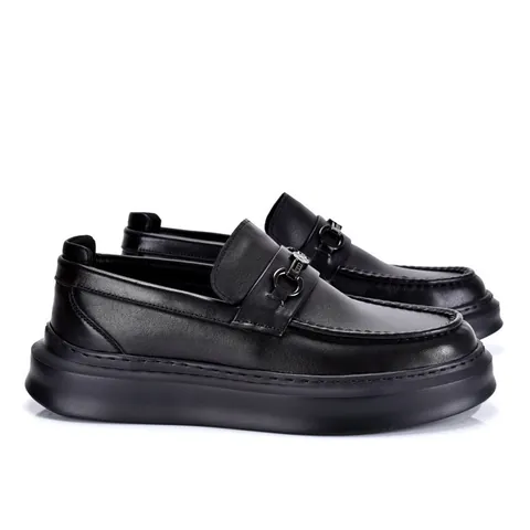 Men First Layer Cowhide Loafers Breathable Thick Sole Genuine Leather Casual Shoes With Metal Horsebit Buckle Slip-on Moccasins