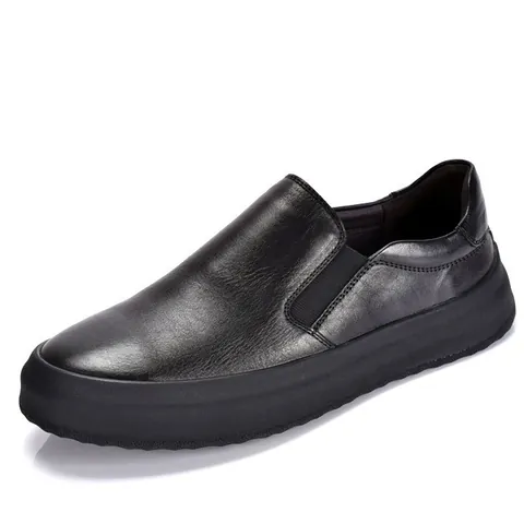 Men Genuine Leather Loafers Soft Cowhide Slip-on Casual Shoes Breathable Flat Loafers For Men Daily Commuting Office Comfortable Walking Shoes
