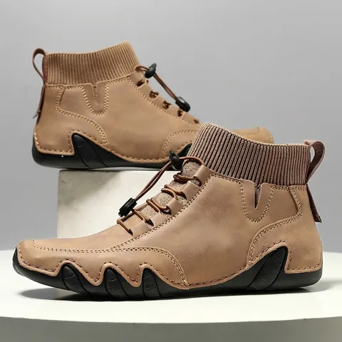 Unisex Hohe Socken-Sneaker Mikrofaser-Leder Martin Stiefel Wellenzunge Atmungsaktiv Rutschfest Lässige Outdoor-Winterstiefel