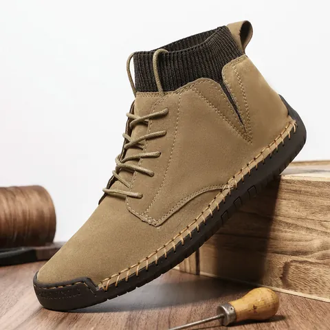 Herren High Top Schweinsleder Martin Boots Octopus Gummisohle Rutschfeste Outdoor Casual Sneakers Mode Herren Lederstiefel