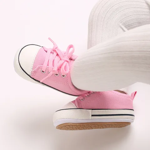 Infant Baby Canvas Shoes Soft Sole Pre-walker First Walkers For 0-1 Year Old Boys Girls Casual Lace-up Toddler Walking Shoes