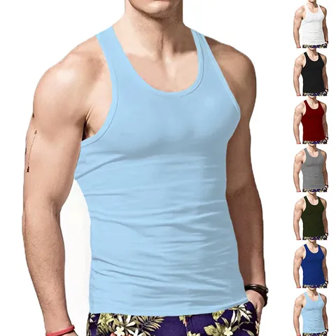 Heren Sport Tanktop Dun Polyester Ademend Los Mouwloos T-Shirt Voor Fitness Gym Training Casual Zomer Ondergoed