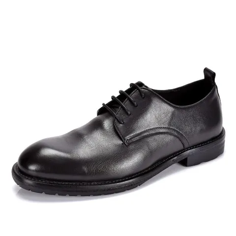 Men's British Style Handmade Leather Derby Shoes Classic Round Toe Lace-up Business Wedding Formal Dress Shoes For Men Office Professional Shoes