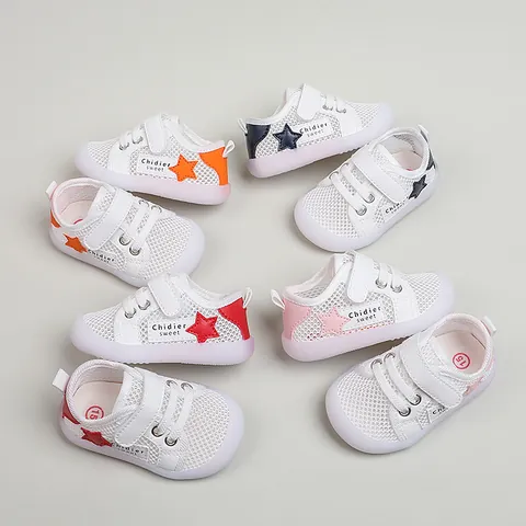 Breathable Mesh Baby First Walker Shoes Non-slip Soft Sole Toddler Sneakers For Toddlers Infants Summer Star Patterned Shoes