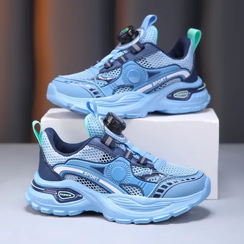 Chaussures de Course à Boucle Rotative pour Enfants Baskets Légères en Maille Respirante pour Garçons et Filles
