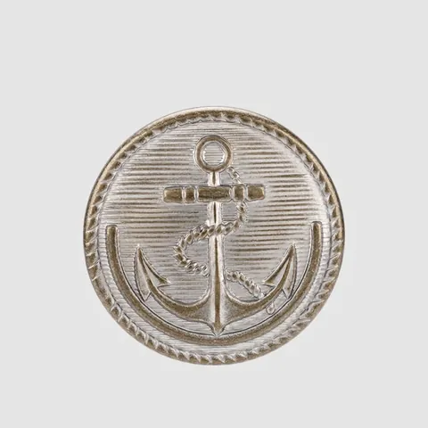 Bouton Métallique Ancre Vintage Laiton Plaqué Argent Relief Rond Pour Blazer Manteau Veste Accessoire Style Marin