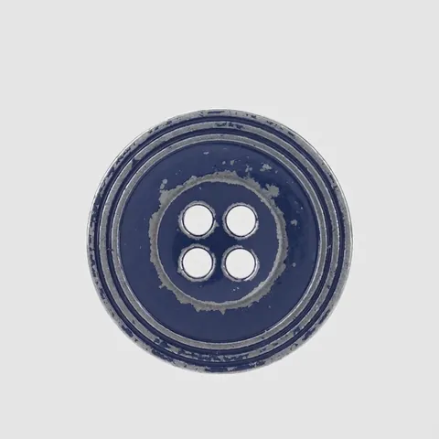 Round Vintage Distressed Blue Silver Metal Buttons 4-Hole Eco-friendly Fastener For Blazer Jacket Coats DIY Sewing Craft