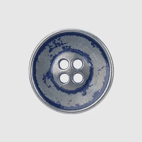 Round Vintage Distressed Blue Silver Metal Buttons 4-Hole Eco-friendly Fastener For Blazer Jacket Coats DIY Sewing Craft