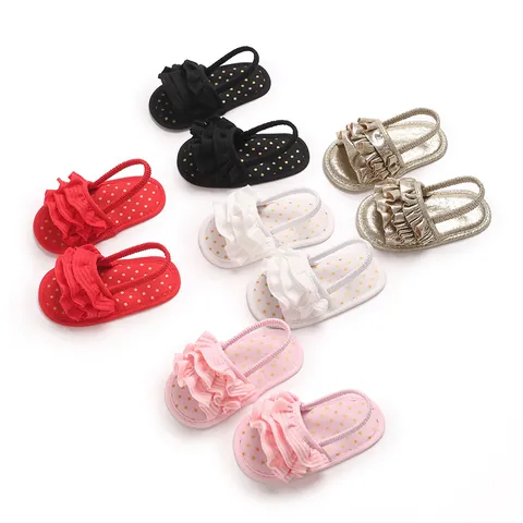 Baby Girls Summer Sandals Ruffle Soft Sole Prewalker Shoes Polka Dot Insole Infant Princess Toddler Walking Shoes