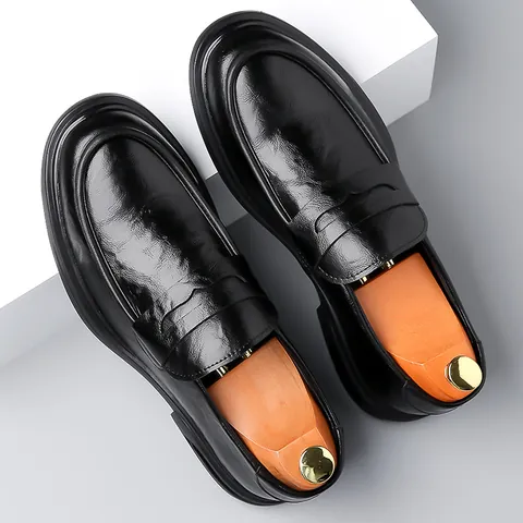 Mocasines de Hombre Negocios Casual Cuero de Vaca Dividido Estilo Británico Punta Puntiaguda Zapatos Formales para Oficina Banquete