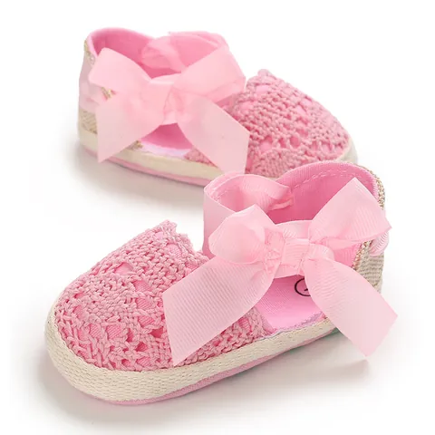 Baby Girl Summer Lace Bow Sandals Soft Sole Breathable Infant Pre-walker Shoes Princess Sweet Hollow Design First Walker Flats