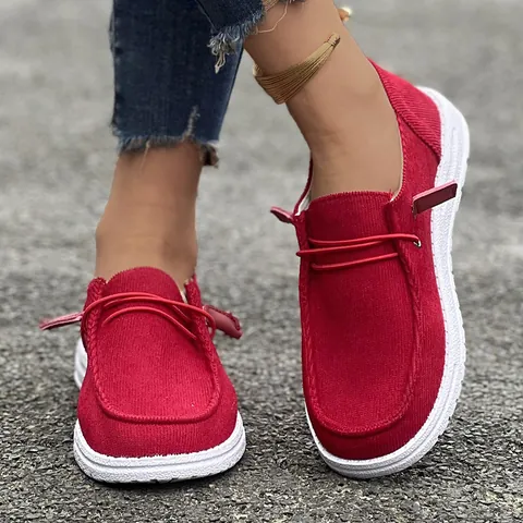 Mocassins en Toile Décontractés pour Femmes Chaussures Plates à Enfiler Grande Taille Respirantes et Légères pour Automne Printemps