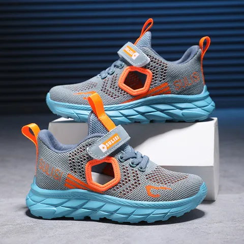 Boys Sneakers Summer Breathable Mesh Lightweight Soft Sole Running Shoes For Kids Outdoor Hook And Loop Athletic Footwear