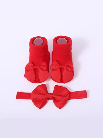 Conjunto Calcetines Diadema Bebé Niña Lazo Algodón Peinado Calcetines Antideslizantes Accesorios Pelo Bebé