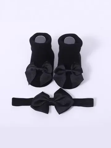 Conjunto Calcetines Diadema Bebé Niña Lazo Algodón Peinado Calcetines Antideslizantes Accesorios Pelo Bebé
