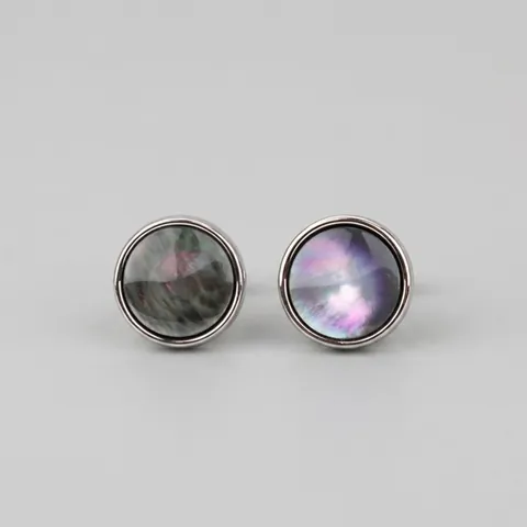 Boutons en Nacre Noire Naturelle de Haute Qualité Avec Bordure en Métal Fixations Rondes Iridescentes pour Chemises et Polos Homme Femme